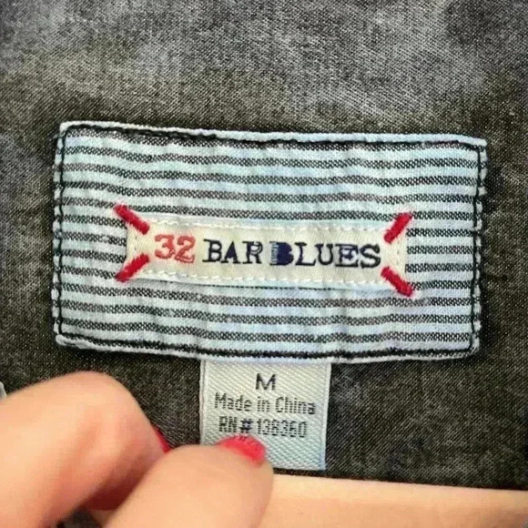 32 BAR BLUES Men’s size M denim dyed and twilled indigo, mixed with light blue - Picture 6 of 7